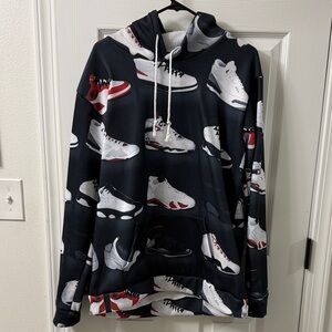 Jordan Black and White Hoodie with Red Accents